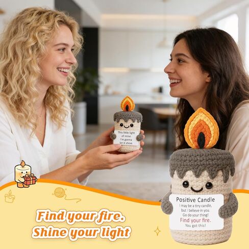 Mini Funny Positive Crochet Candle Gifts for Women - Easter Basket Birthday Emotional Inspirational Support Gifts for Coworker Friends Teenage Teachers Sister Mom - Motivational Little Remind in Kuwait