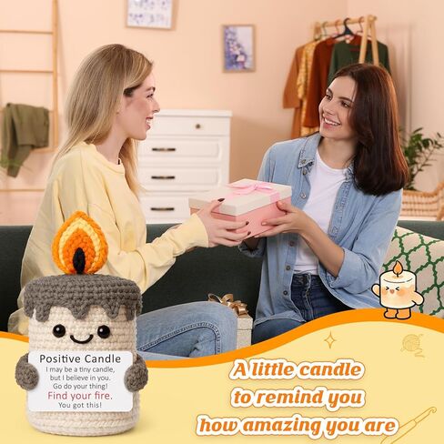 Mini Funny Positive Crochet Candle Gifts for Women - Easter Basket Birthday Emotional Inspirational Support Gifts for Coworker Friends Teenage Teachers Sister Mom - Motivational Little Remind in Kuwait