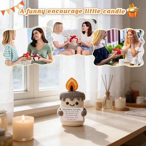 Mini Funny Positive Crochet Candle Gifts for Women - Easter Basket Birthday Emotional Inspirational Support Gifts for Coworker Friends Teenage Teachers Sister Mom - Motivational Little Remind in Kuwait