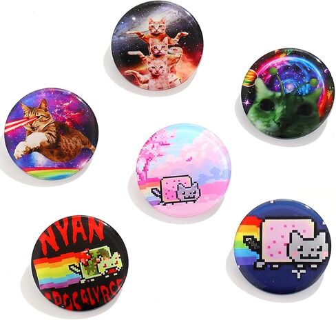 Cat Pins for Backpacks Funny Pins Acrylic Y2K Aesthetic Pin Cute Bag Lapel Brooch Clip Badges Accessories 6PCS in Kuwait