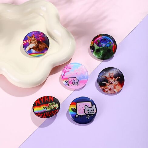 Cat Pins for Backpacks Funny Pins Acrylic Y2K Aesthetic Pin Cute Bag Lapel Brooch Clip Badges Accessories 6PCS in Kuwait