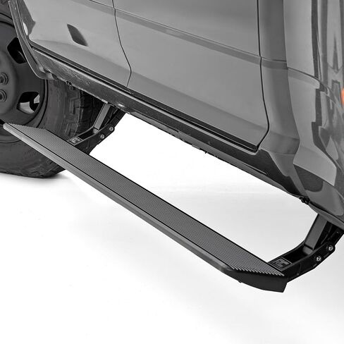 لوحات تشغيل الطاقة من سلسلة Rough Country HT لمركبة Ram 1500 Crew Cab (2009-2018 والكلاسيكية) - خطوات كهربائية قابلة للسحب مقاس 6 بوصات مع مصابيح LED in Saudi Arabia