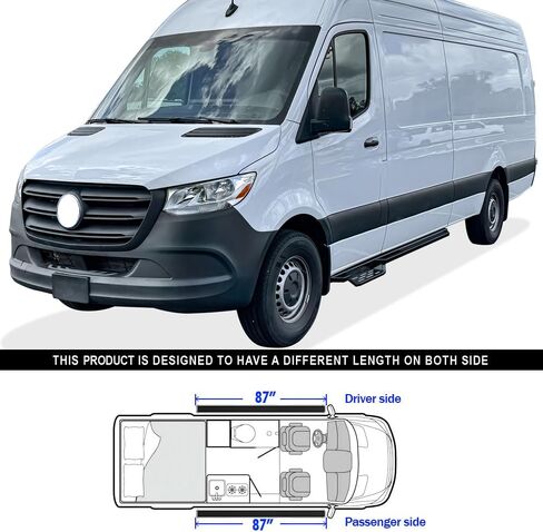 HD Ridez Pocket Drop Steps Armor Compatible with Dodge Sprinter 2007-2009 Full Size Van & Mercedes-Benz Sprinter 10-26(Exclude Passenger Van With Rear A/C and 2015 4X4) (Nerf Bar Side Steps Side Bars) in Saudi Arabia
