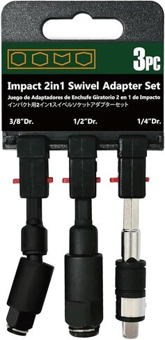 مجموعة محول مقبس الصدمات الدوارة 2 في 1 من KESI، 3 قطع، متعددة الوظائف، 1/4 بوصة، 3/8 بوصة، 1/2 بوصة، درجة التأثير، دوران 360 درجة، حامل لقم مغناطيسي، فولاذ Cr-Mo، براءة اختراع أمريكية، مثقاب كهربائي ومفتاح ربط in Kuwait
