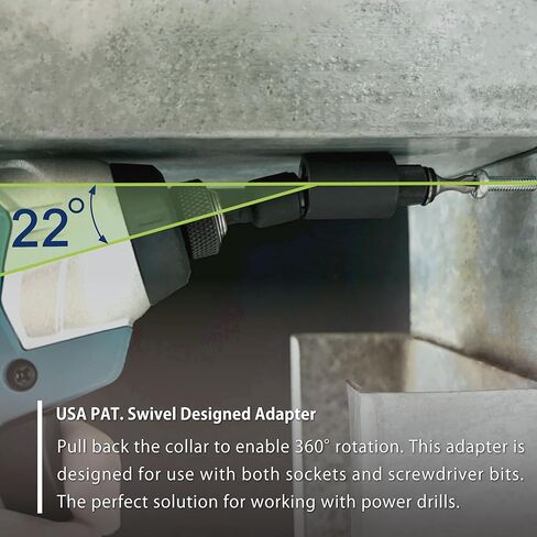 مجموعة محول مقبس الصدمات الدوارة 2 في 1 من KESI، 3 قطع، متعددة الوظائف، 1/4 بوصة، 3/8 بوصة، 1/2 بوصة، درجة التأثير، دوران 360 درجة، حامل لقم مغناطيسي، فولاذ Cr-Mo، براءة اختراع أمريكية، مثقاب كهربائي ومفتاح ربط in Kuwait