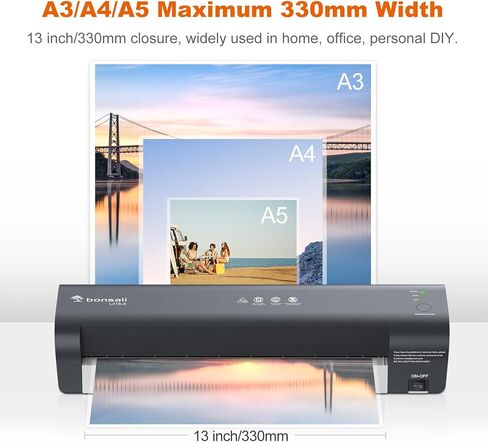 Bonsaii 13 Inch Laminator Machine with Never Jam Technology, Laminator Machine 11x17 Inch with Laminating Sheets, Laminating Machine for Home, Office, and Classroom Organization Supplies - L318-A in Kuwait