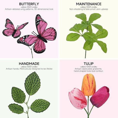 Wreaths for Front Door 24 Inch Artificial Spring Wreath with Tulip,Roses,Eucalyptus Leaf, Berry, Butterflies,Summer Wreath for Home Wall Porch Window Easter Year-Round Indoor/Outdoor Decor in Saudi Arabia