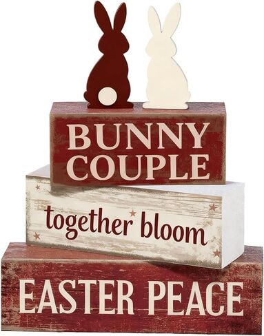 Easter Decorations - Christian Easter Tiered Tray Decor - 1 Cross 3 Nails 4 Given Wooden Tabletop Sign - Religious Farmhouse Easter Home Decor for Shelf Mantel Indoor - Spring Home Decor for Living Room, Kitchen Counter in Saudi Arabia