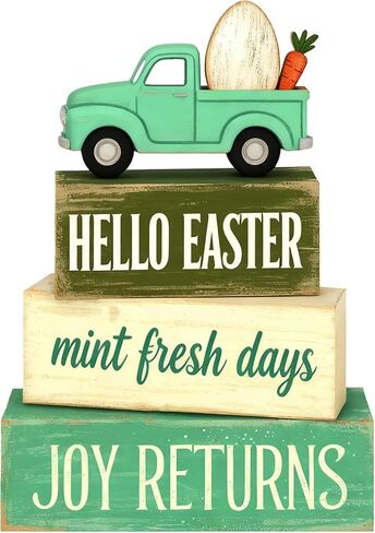 Easter Decorations - Christian Easter Tiered Tray Decor - 1 Cross 3 Nails 4 Given Wooden Tabletop Sign - Religious Farmhouse Easter Home Decor for Shelf Mantel Indoor - Spring Home Decor for Living Room, Kitchen Counter in Saudi Arabia