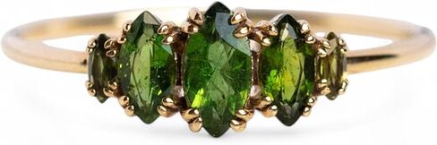 Vintage Green Tourmaline Engagement Ring 10K Yellow Gold Vermeil October Birthstone Stacking Promise Ring Handmade Gift for Her in Saudi Arabia