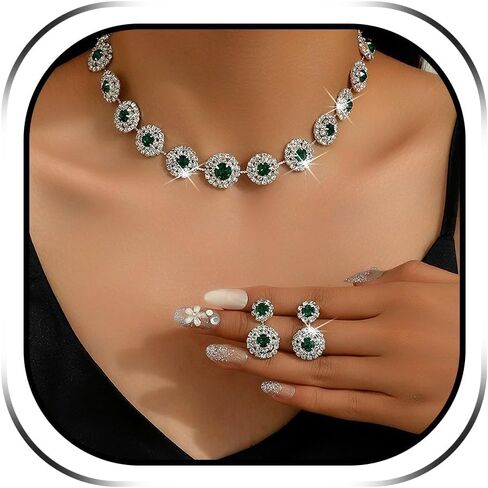 choice of all Wedding Jewelry Set for Brides Bridesmaids Silver Rhinestone Necklace Earrings Bracelet Sets Formal Costume Jewelry Prom Jewelry Sets for Women in Saudi Arabia
