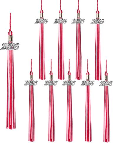 Tassels Bulk Set – 10 Pack Tassels with 2026 Year Charm, Classic Grad Accessories for High School, College and University, Red in Kuwait