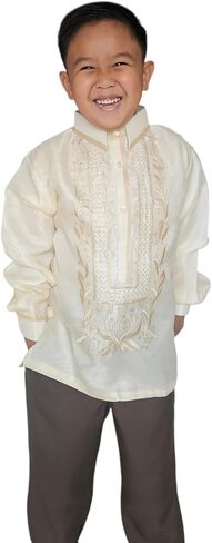 Kids Adi Barong Tagalog، قميص رسمي فلبيني تقليدي للأولاد in Saudi Arabia