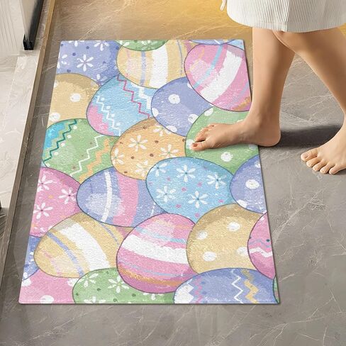 Cute Easter Eggs Absorbent Bathroom Rug, 24''x16'' Extra Soft Thick Plush Bath Mat, Non-Slip Shaggy Bath Rug for Tub, Shower and Bath, Machine Washable in Kuwait