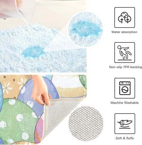 Cute Easter Eggs Absorbent Bathroom Rug, 24''x16'' Extra Soft Thick Plush Bath Mat, Non-Slip Shaggy Bath Rug for Tub, Shower and Bath, Machine Washable in Kuwait