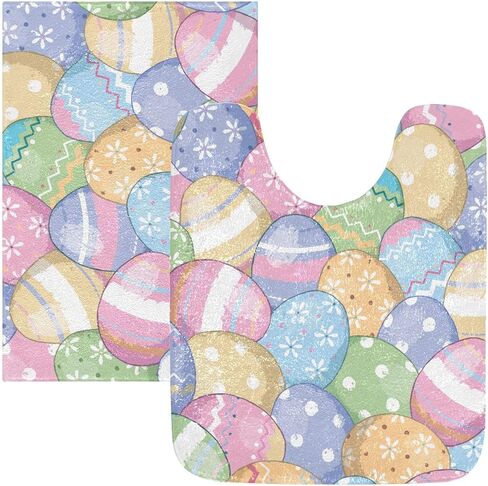 Cute Easter Eggs Absorbent Bathroom Rug, 24''x16'' Extra Soft Thick Plush Bath Mat, Non-Slip Shaggy Bath Rug for Tub, Shower and Bath, Machine Washable in Kuwait