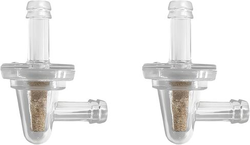 2 PCS Inline Fuel Filter, 90 Degree 1/4" In-Line Fuel Filter Replacement with Mesh Core, Right Angle Transparent Inline Filters for Motorcycle Bike Scooter ATV Quads (Black) in Saudi Arabia