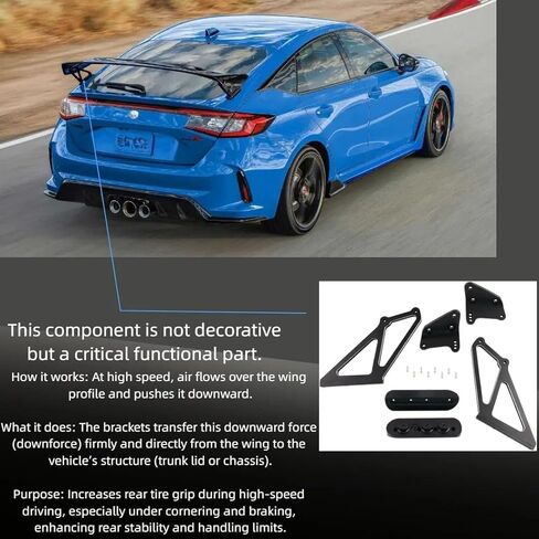 Rear Trunk Spoiler Wing Legs Bracket Mount Stand Fit for 2023-2026 Honda Civic Type R FL5, High-Performance Aerodynamic, Aluminum in Kuwait