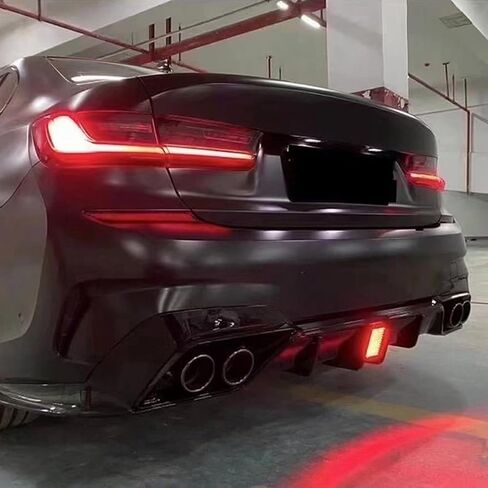 Rear Diffuser Lip Compatibility with 2019-2022 3 Series G20 330i M340i Sport Rear Bumper Diffuser Lip Spoiler with LED Light Gloss Black in Kuwait