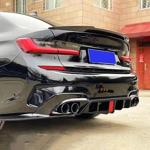 Rear Diffuser Lip Compatibility with 2019-2022 3 Series G20 330i M340i Sport Rear Bumper Diffuser Lip Spoiler with LED Light Gloss Black in Kuwait