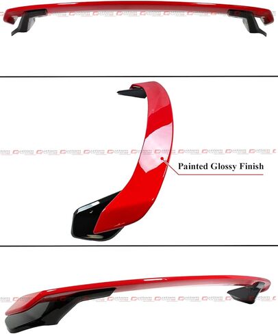HP Style 2-Tone Rallye Red Black Trunk Spoiler Wing متوافق مع 2022-2025 Honda Civic Hatchback in Saudi Arabia