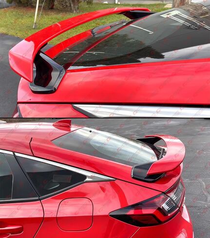 HP Style 2-Tone Rallye Red Black Trunk Spoiler Wing متوافق مع 2022-2025 Honda Civic Hatchback in Saudi Arabia