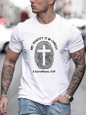 Men T Shirt, Graphic Short Sleeve Crewneck Tee, Sizes XS-XXL in Saudi Arabia
