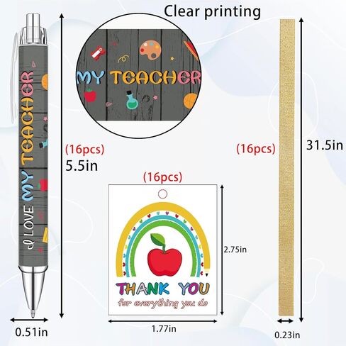 16 مجموعة من هدايا تقدير المعلم - 16 قلمًا للمعلم، 16 دفتر ملاحظات لاصق، 16 شريطًا، 16 بطاقة شكر، صندوق هدايا واحد، ملاحظات لاصقة تحفيزية، أقلام ملهمة هدية للوازم المكتبية in Kuwait
