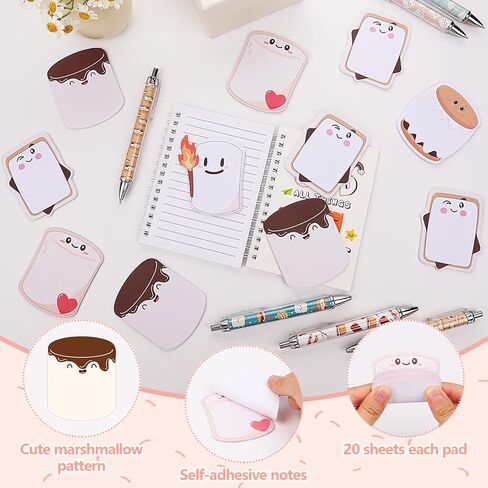 30 Sets S'More Marshmallow Appreciation Gifts Bulk 30 Inspirational Marshmallow Ballpoint Pens 30 S'Mores Sticky Notes Pads Employee Appreciation Gifts for Students Teacher Team Classroom Rewards in Kuwait