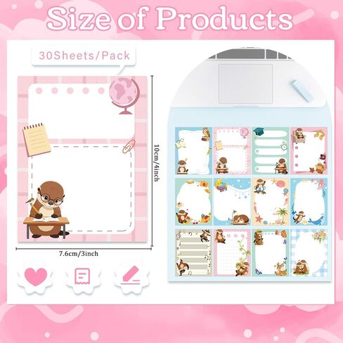 Otter Sticky Notes Gifts, 12 Pack Sea Otter Notepads 3x4 Inch Gifts for Coworkers Students, Ocean Animals Memo Pads Office School Supplies for Men Women (600 Sheets) in Kuwait