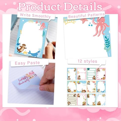 Otter Sticky Notes Gifts, 12 Pack Sea Otter Notepads 3x4 Inch Gifts for Coworkers Students, Ocean Animals Memo Pads Office School Supplies for Men Women (600 Sheets) in Kuwait