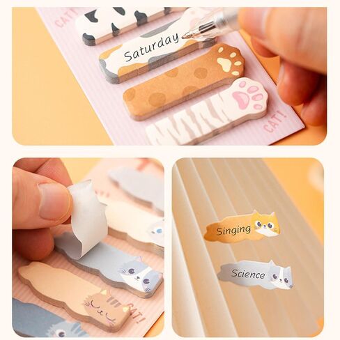 Cute Paper Mini Lovely Cats Bookmark & Memo Pad Sticky Notes - 720 Pages Colorful Darling Cat Group Marker Tabs - Mini Cute Animals Sticky Page Flags Idea in Saudi Arabia