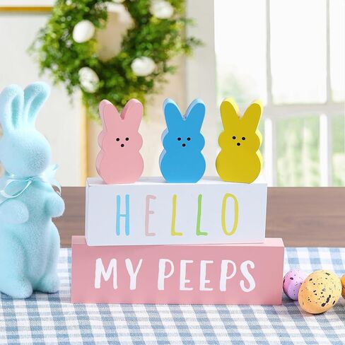 زينة عيد الفصح - 5 قطع خشبية، مجموعة أرنب خشبي لطيف لربيع عيد الفصح، صينية متدرجة لتزيين عتبة النافذة in Kuwait