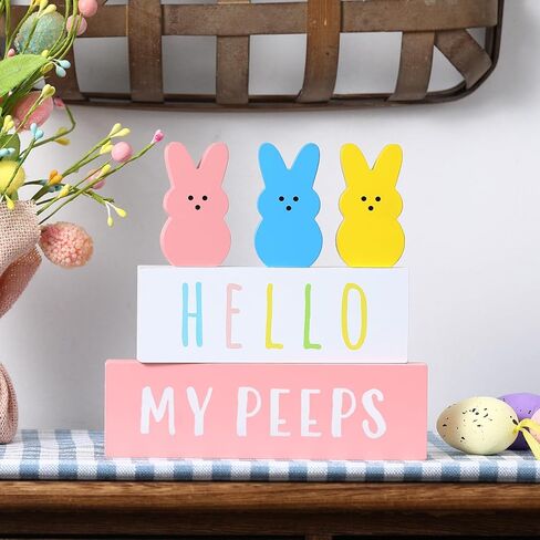 زينة عيد الفصح - 5 قطع خشبية، مجموعة أرنب خشبي لطيف لربيع عيد الفصح، صينية متدرجة لتزيين عتبة النافذة in Kuwait
