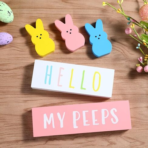 زينة عيد الفصح - 5 قطع خشبية، مجموعة أرنب خشبي لطيف لربيع عيد الفصح، صينية متدرجة لتزيين عتبة النافذة in Kuwait