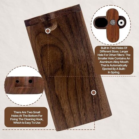 One Hitter Box, Two Metal Tubes, Decorative Natural Wooden Keepsake Box, Multi-Purpose Storage for Crafts, One DIY Projects, Souvenirs & Stash, Great Holiday Gift in Saudi Arabia