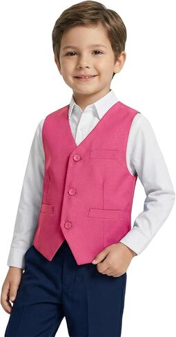 Boys Formal Suit Vest Kids 3 Button Adjustable Back Strap Toddler Vests in Kuwait