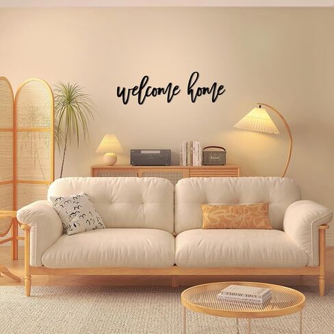 Slickss Welcome Home فن جداري معدني، ديكور مدخل مكتوب بخط اليد، فن جدار شرفة المزرعة، تصميم جدار المعرض للمدخل الأمامي، ديكور منزلي للترحيب in Kuwait