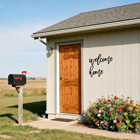 Slickss Welcome Home فن جداري معدني، ديكور مدخل مكتوب بخط اليد، فن جدار شرفة المزرعة، تصميم جدار المعرض للمدخل الأمامي، ديكور منزلي للترحيب in Kuwait