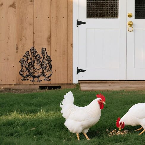 Chicken Decor for Kitchen- Metal Rooster Chicken Coop Decor- Weatherproof Metal Rooster Art - Christmas, or Thanksgiving Gift (12x11 Inch) in Kuwait