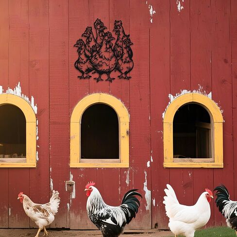 Chicken Decor for Kitchen- Metal Rooster Chicken Coop Decor- Weatherproof Metal Rooster Art - Christmas, or Thanksgiving Gift (12x11 Inch) in Kuwait