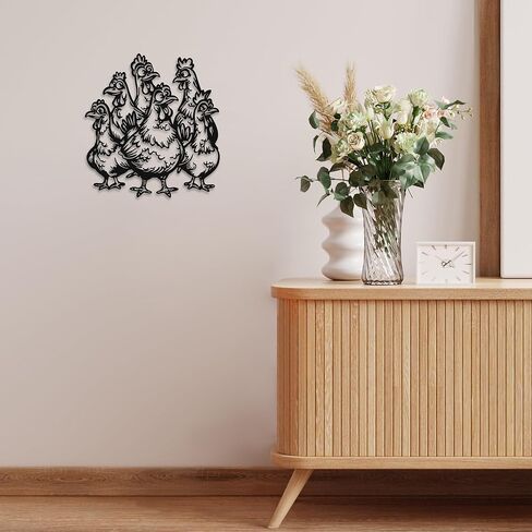Chicken Decor for Kitchen- Metal Rooster Chicken Coop Decor- Weatherproof Metal Rooster Art - Christmas, or Thanksgiving Gift (12x11 Inch) in Kuwait