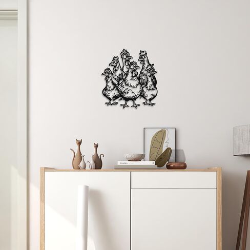 Chicken Decor for Kitchen- Metal Rooster Chicken Coop Decor- Weatherproof Metal Rooster Art - Christmas, or Thanksgiving Gift (12x11 Inch) in Kuwait