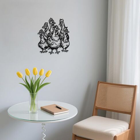 Chicken Decor for Kitchen- Metal Rooster Chicken Coop Decor- Weatherproof Metal Rooster Art - Christmas, or Thanksgiving Gift (12x11 Inch) in Kuwait