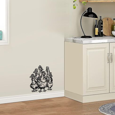 Chicken Decor for Kitchen- Metal Rooster Chicken Coop Decor- Weatherproof Metal Rooster Art - Christmas, or Thanksgiving Gift (12x11 Inch) in Kuwait