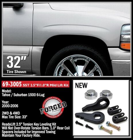 Readylift 69-3005 2.5"F / 1"R SST Lift Kit - GM SUV / SUT 1500, 2000-2006, silver, For Tires Up to 33" in Saudi Arabia