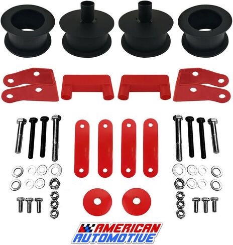 American Automotive Wrangler JK Full Lift Kit Red 3" Front + 3" Rear Steel Coil Spacers + Shock Extenders Suspension Leveling Kit 2WD 4WD in Kuwait