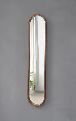 A&B Home Oval Mirror, 9.5" x 47" Long Narrow Mirror with Rubber Frame, Wall Mounted for Hallway, Living Room, Bedroom, Bathroom, Brown in Kuwait