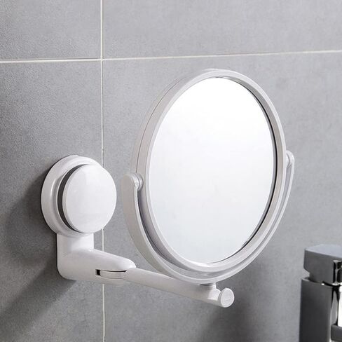 minkissy Wall-Mounted Makeup Mirror with 10X Magnification and Adjustable Swivel Double-Sided Vanity Mirror for Bathroom Beauty Care and Fogless Shaving in Kuwait