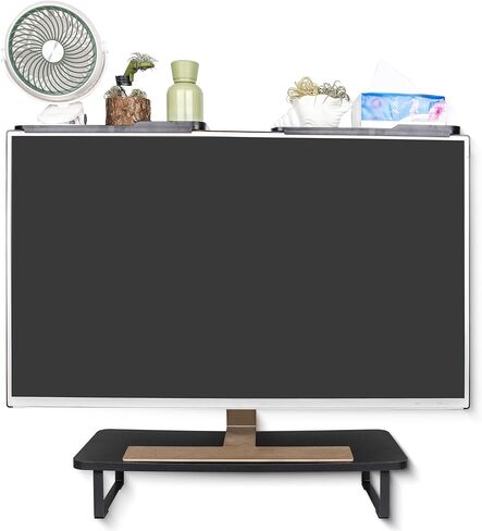 Ergonomic Monitor Stand with 2 Storage Shelves and Cable Holes - Space-saving gaming/office desk storage rack, suitable for laptops/monitors, ideal for desks, conference room in Kuwait